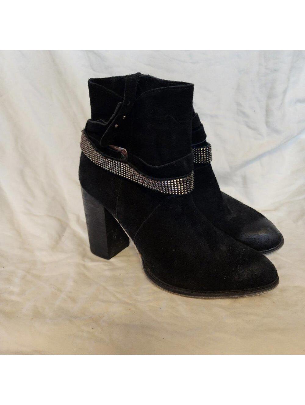 Chinese Laundry unique belted suede ankle boots with rhinestones 10